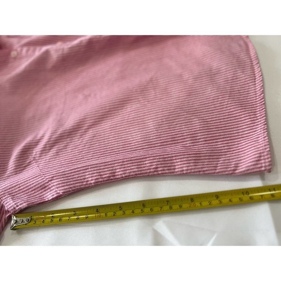 Duck Head Pink Striped Button Down Shirt Womens Size XL Pleated 3/4 Sleeves - Picture 5 of 8